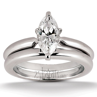 Marquise Solitaire Diamond Bridal Ring - view 5