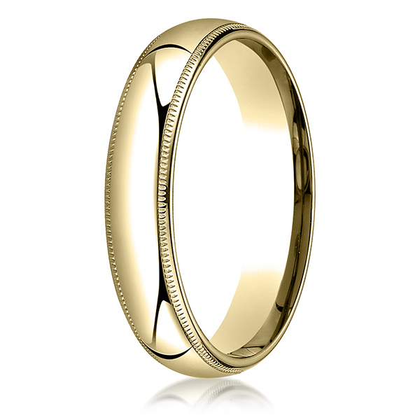 Benchmark Plain Dome Milgrain Comfort Fit Wedding Band - view 5