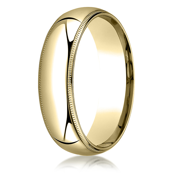 Benchmark Plain Dome Milgrain Comfort Fit Wedding Band - view 6