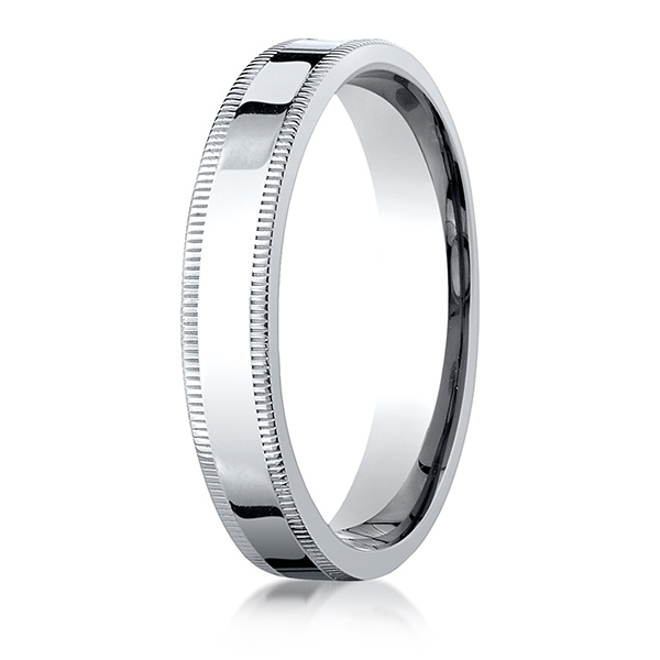 Benchmark-Plain Flat Milgrain Comfort Fit Wedding Band - view 2