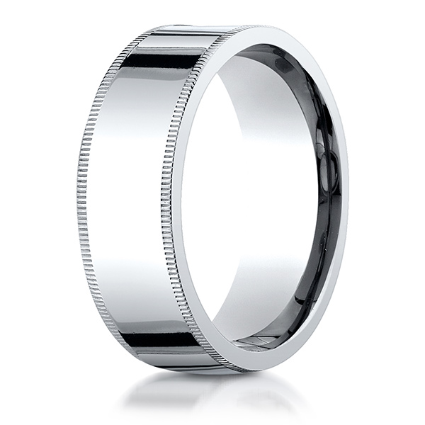 Benchmark-Plain Flat Milgrain Comfort Fit Wedding Band - view 5