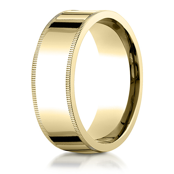 Benchmark-Plain Flat Milgrain Comfort Fit Wedding Band - view 6