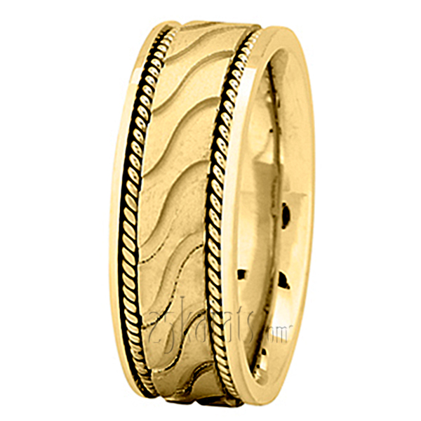 Wave Cut Braided Wedding Ring - view 3