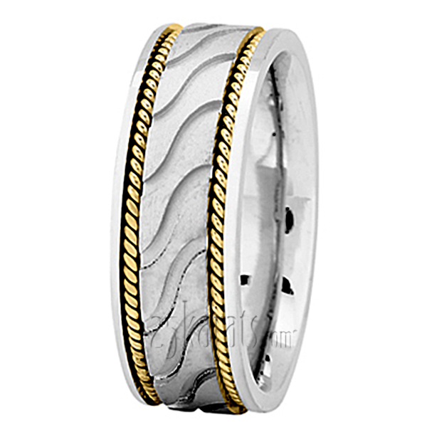 Wave Cut Braided Wedding Ring - view 4