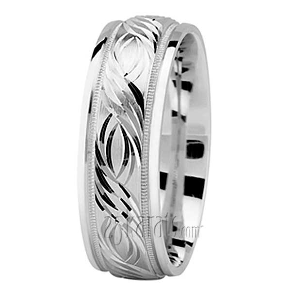 Exquisite Fancy Carved Wedding Ring - view 2