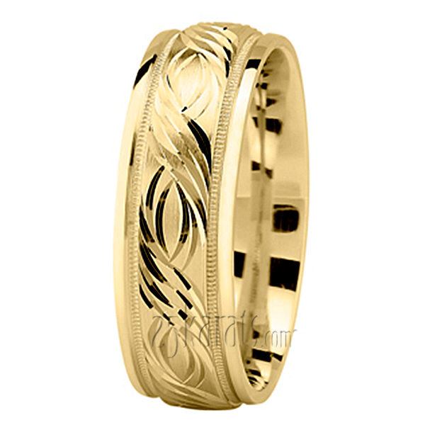 Exquisite Fancy Carved Wedding Ring - view 3