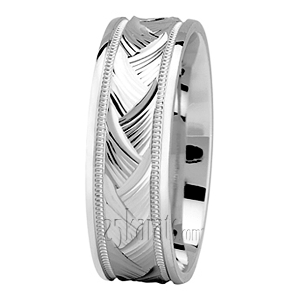 Fancy Incised Designer Wedding Band - view 2