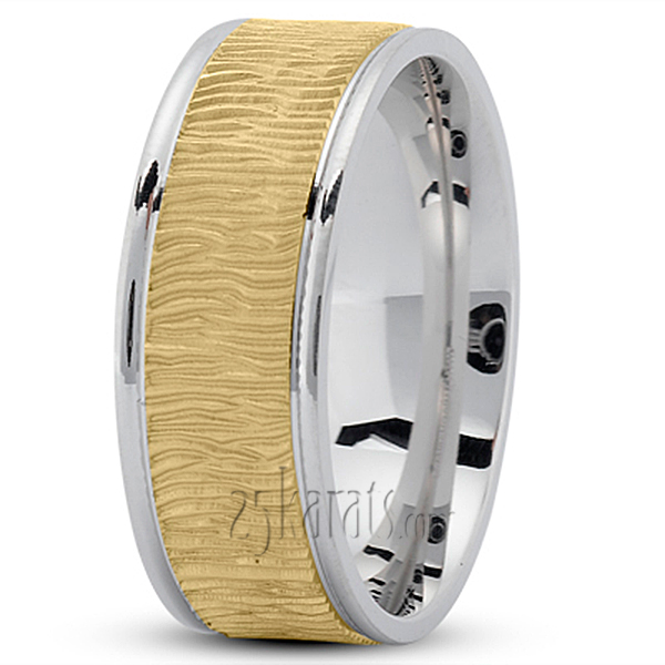 Wood Grain Pattern Wedding Ring - view 3