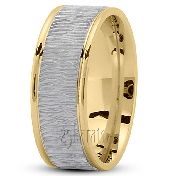 Wood Grain Pattern Wedding Ring - view 4