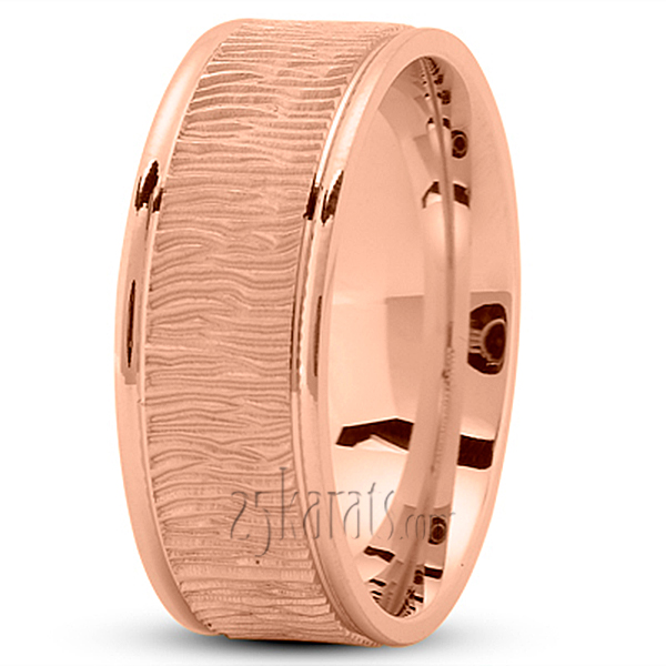 Wood Grain Pattern Wedding Ring - view 5