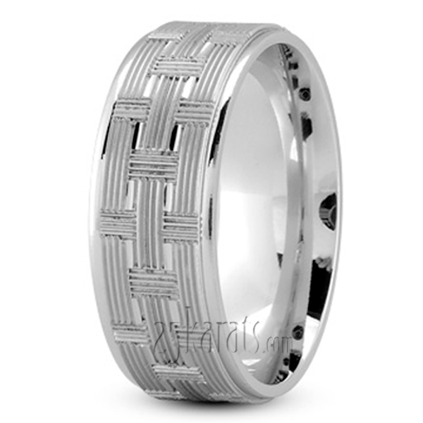 Woven Basket Pattern Wedding Band - view 2