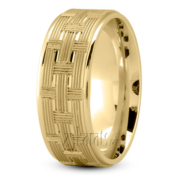 Woven Basket Pattern Wedding Band - view 3