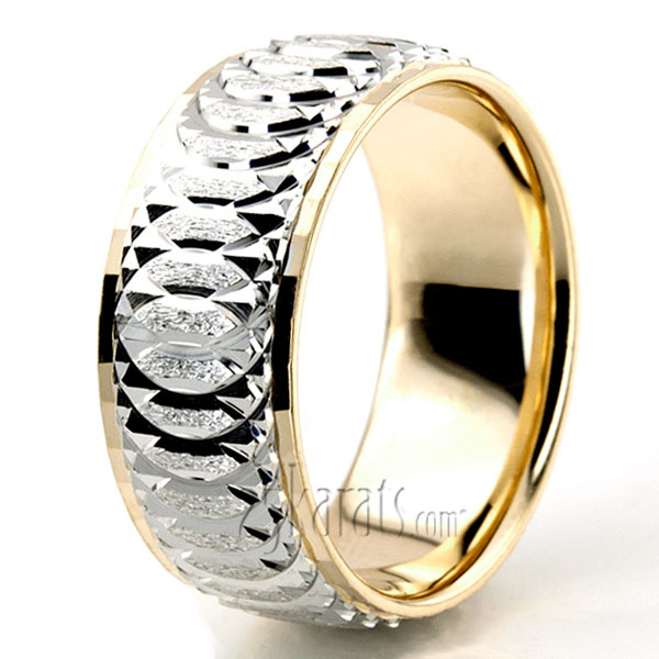 Circular Cut Fancy Carved Wedding Band  - view 4