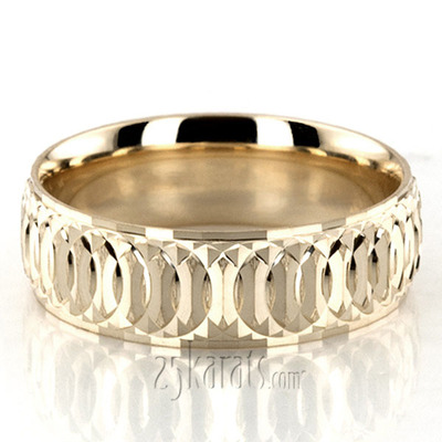 Circular Cut Fancy Carved Wedding Band  - view 5 of 7