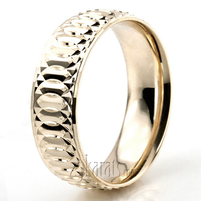 Circular Cut Fancy Carved Wedding Band  - view 6 of 7