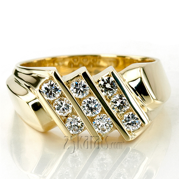 1.08 ct. Round Cut Bar Set Diamond Men  Ring - view 7