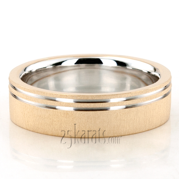 Modern Parallel Cut Two-Tone Wedding Ring  - view 3