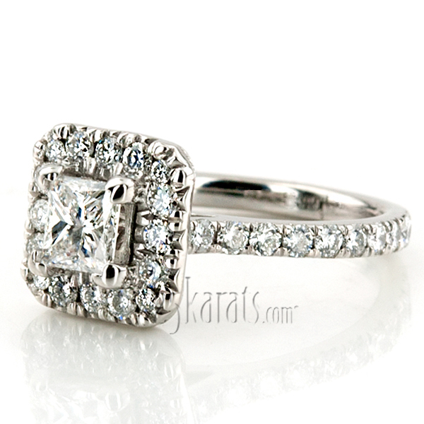 Micro Pave Setting Halo Engagement Ring (7/8 ct. t.w.) - view 11