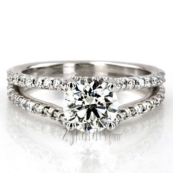 Micro Pave Set Split Shank Diamond Engagement Ring (1/2 ct. t.w.) - view 5