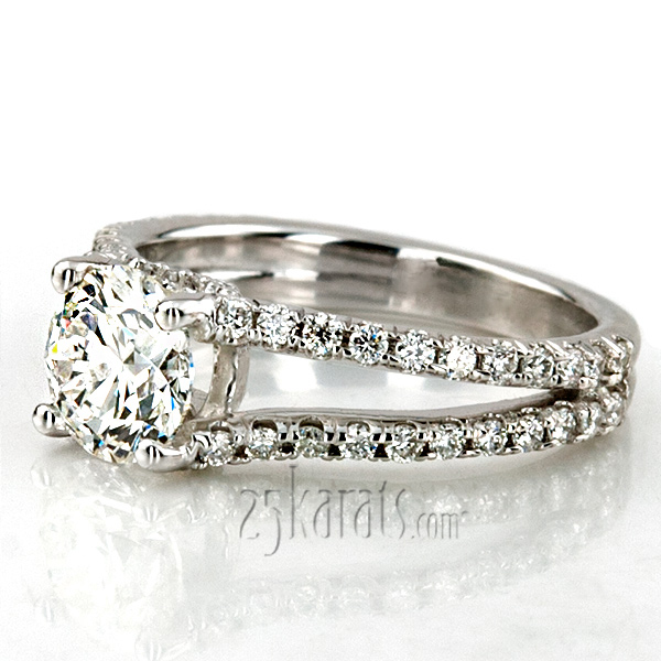 Micro Pave Set Split Shank Diamond Engagement Ring (1/2 ct. t.w.) - view 6