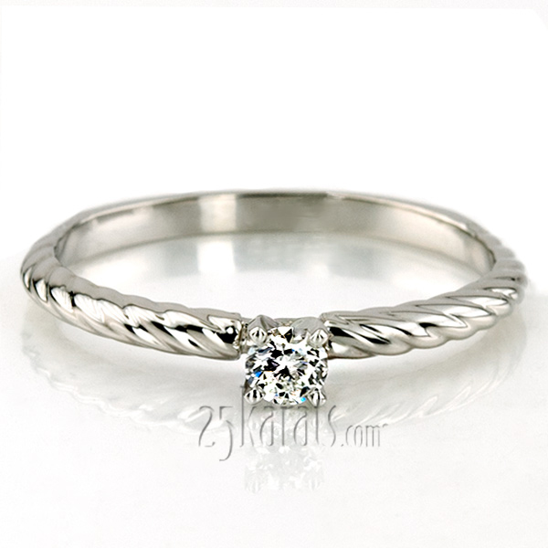 Antique Solitaire Diamond Bridal Ring - view 6