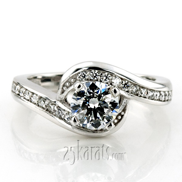 Bypass Shank Pave Setting Diamond Bridal Ring (0.24 t.c.w.) - view 3