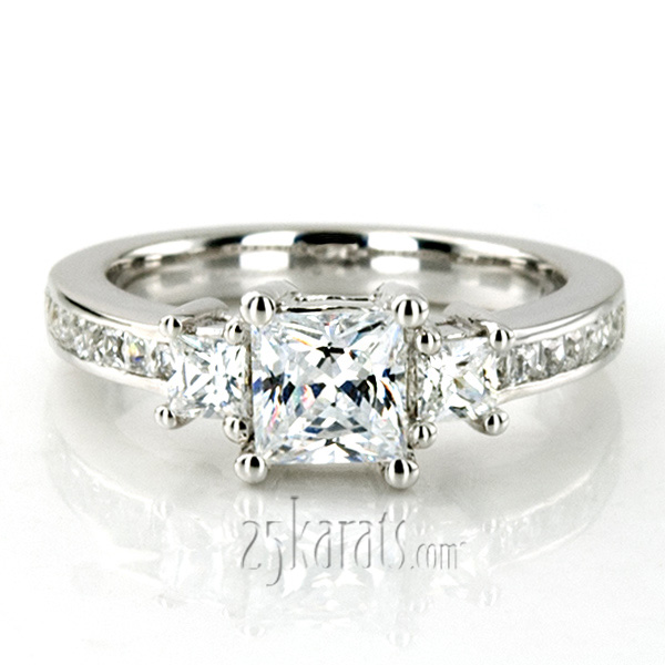 Three Stone Princess Diamond Engagement Ring (1.80 t.c.w.) - view 5