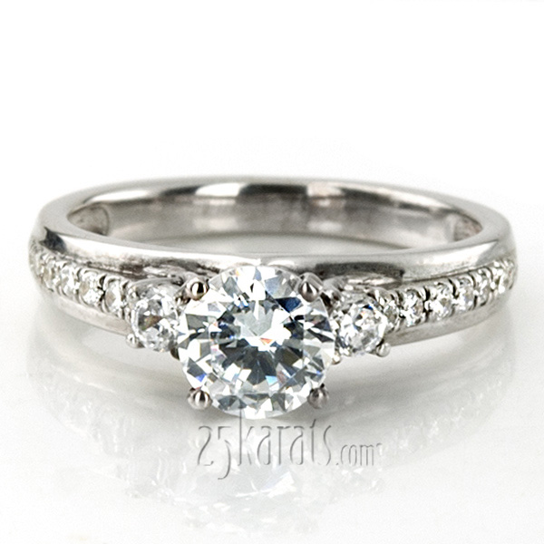 Trellis Setting Three Stone Engagement Ring With Accent Diamonds (1/3 ct. t.w.)  - view 5