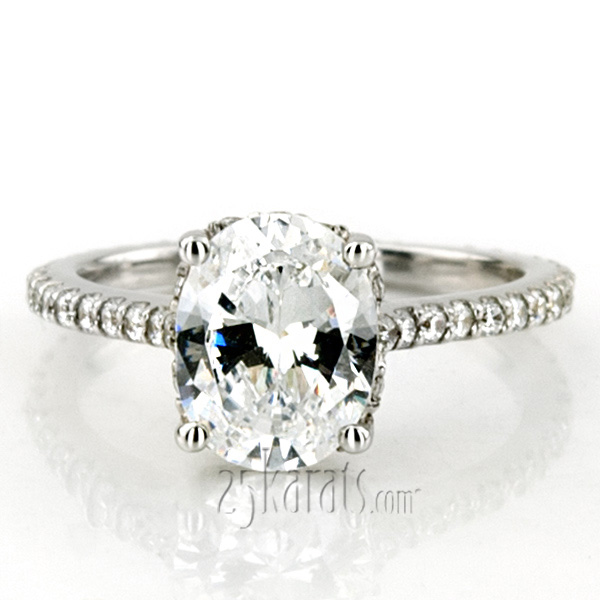 Pave Set Oval Diamond Engagement Ring (1/3 ct. t.w.) - view 5