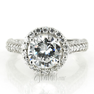 Halo Fancy Basket Pave Diamond Engagement Ring (3/4 ct. t.w.) - view 7 of 7