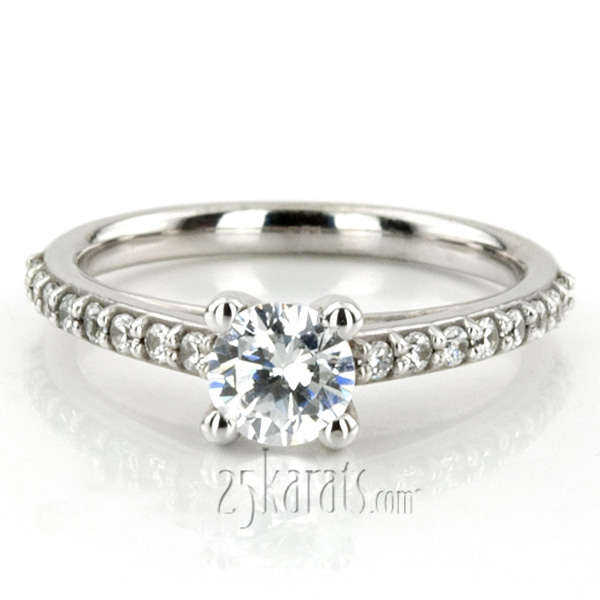 Contemporary Shared Prong  Engagement Ring  - view 5