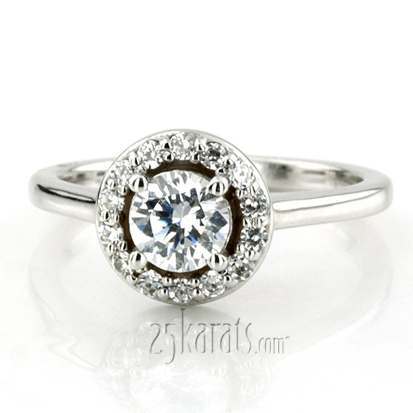 Halo Style Bead Set Diamond Engagement Ring  - view 4