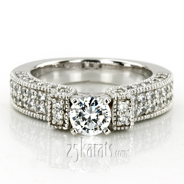 Bead Set Diamond Engagement Ring (1.02 ct.tw) - view 6