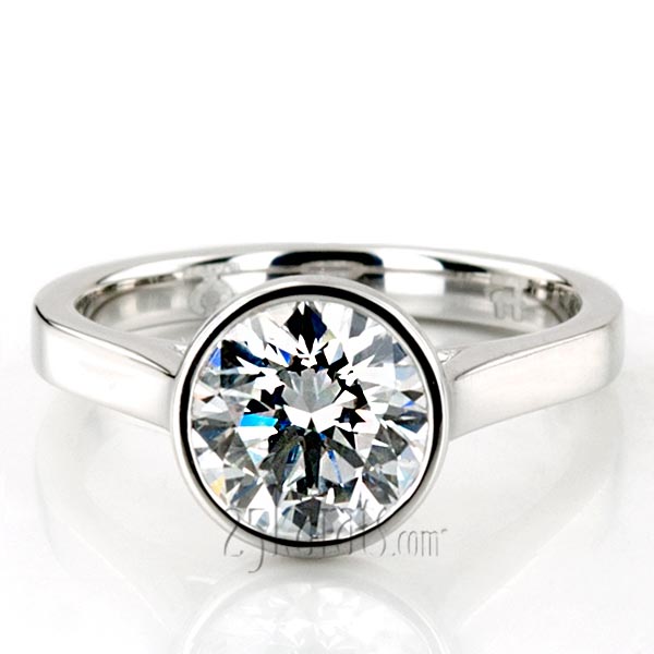 Bezel Set Modern Solitaire Engagement Ring - view 2