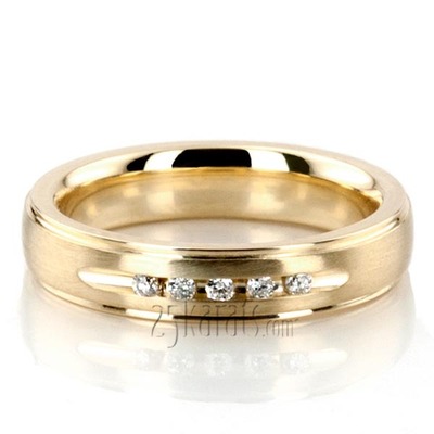 Step Edge Channel Set Diamond Wedding Band