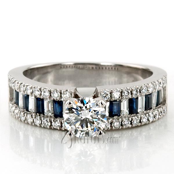 Engagement Ring With Sapphire And Diamond Baguettes (1.25 ct. t.w.) - view 10