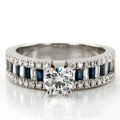 Engagement Ring With Sapphire And Diamond Baguettes (1.25 ct. t.w.) - view 10 of 11