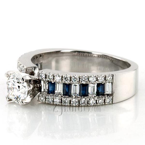 Engagement Ring With Sapphire And Diamond Baguettes (1.25 ct. t.w.) - view 11