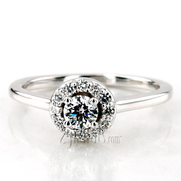 Halo Style Bead Set Diamond Engagement ring  - view 3