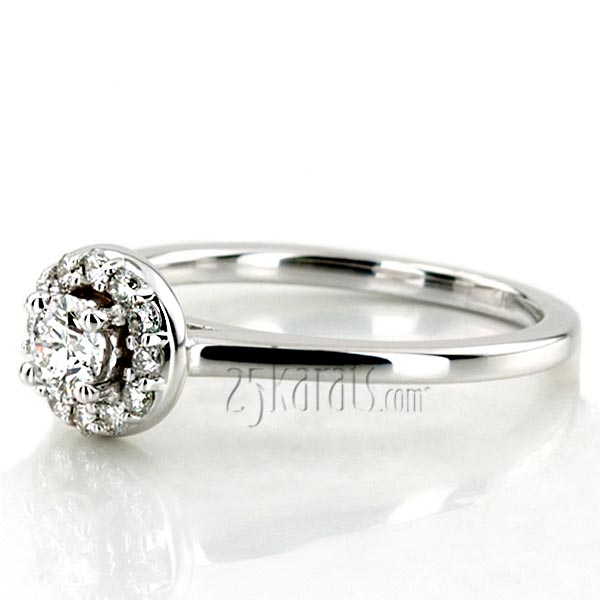 Halo Style Bead Set Diamond Engagement ring  - view 4