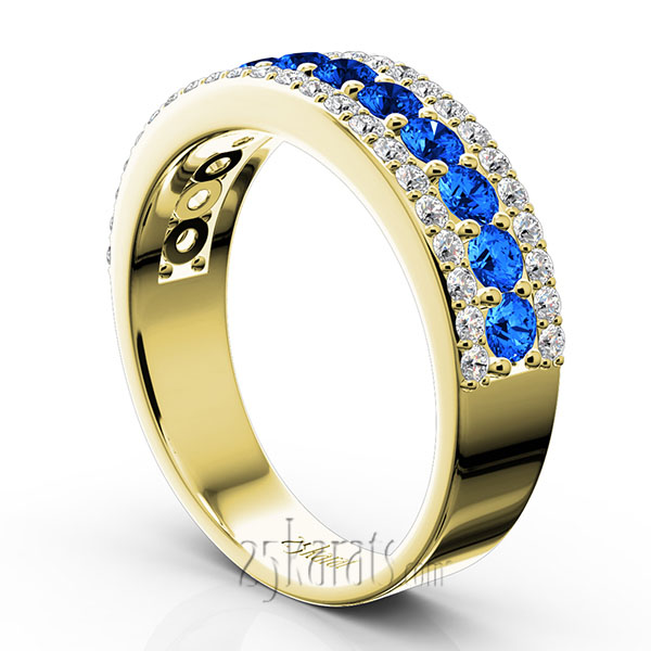 Diamond Cut Sapphire and Brilliant Diamond Anniversary Band (1/2 ct. tw.) - view 3