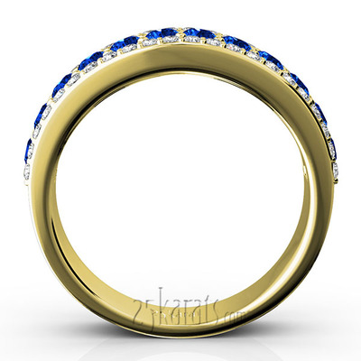 Diamond Cut Sapphire and Brilliant Diamond Anniversary Band (1/2 ct. tw.) - view 7 of 9