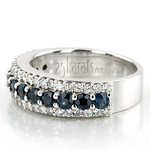 Diamond Cut Sapphire and Brilliant Diamond Anniversary Band (1/2 ct. tw.) - view 5