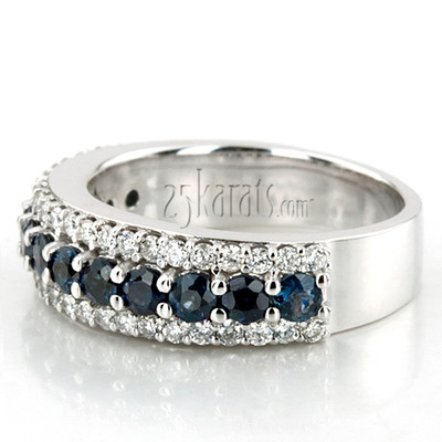 Diamond Cut Sapphire and Brilliant Diamond Anniversary Band (1/2 ct. tw.) - view 3 of 9