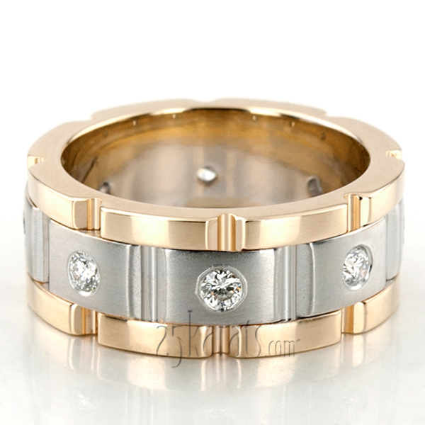 Rolex Style Round Diamond Wedding Ring - view 4