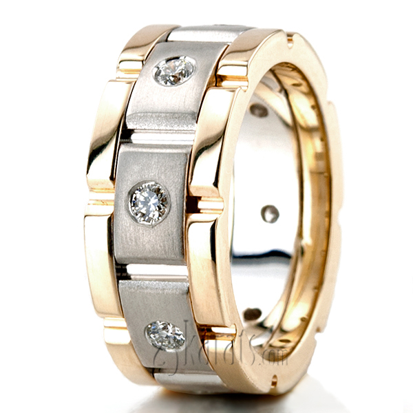 Rolex Style Round Diamond Wedding Ring - view 5