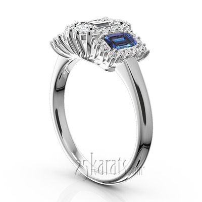 Illusion Of Time Blue Sapphire & Diamond Engagement Ring (1/2 ct. t.w. Diamonds) - view 2 of 3