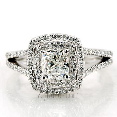 Double Halo Micro Pave Set Diamond Engagement Ring (5/8 ct. t.w.) - view 10 of 11