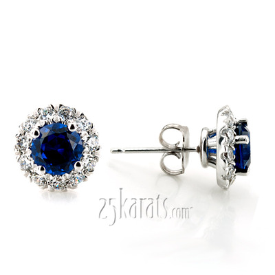 Dazzling Blue Sapphire And Diamond Halo Earrings(0.60 ct. t.w.) - view 1 of 2