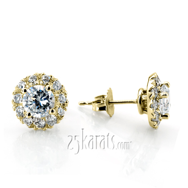 Pave Set Diamond Halo Earrings(0.40ct. tw.) - view 2